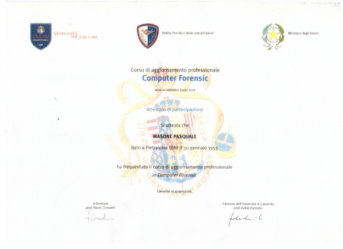 Corso di aggiornamento Computer Forensic Corso di aggiornamento Computer Forensic